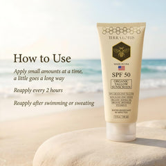 Terra Lotus sunscreen swatch on skin demonstrating a smooth, blendable finish.