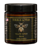 Terra Lotus Honey Tallow Balm jar provides nutrient-rich moisture for all skin types.