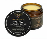 Terra Lotus honey tallow balm jar with vanilla scent for smooth, hydrated skin.