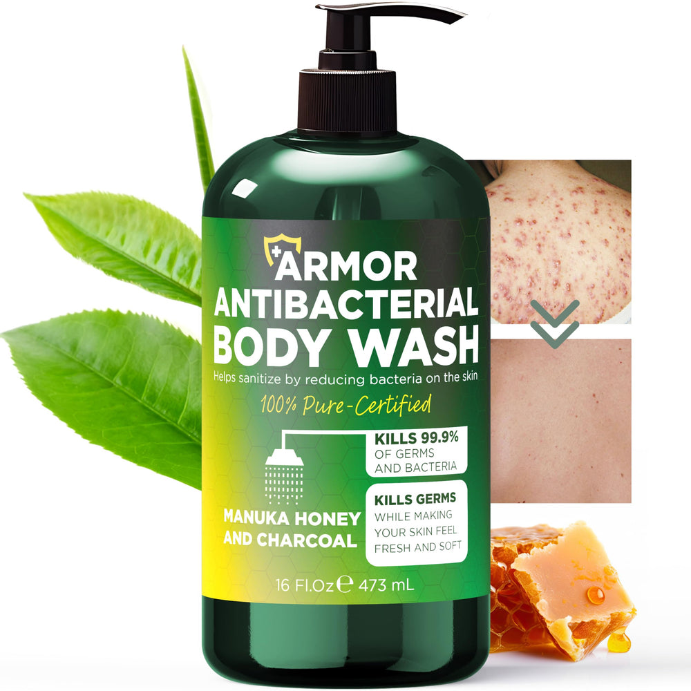 Terramed Just Think Comfort antibacterial body wash bottle front for daily cleansing and odor control.