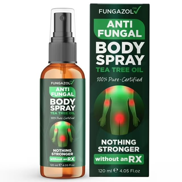 Terramed Just Think Comfort tea tree body spray bottle showing antifungal protection