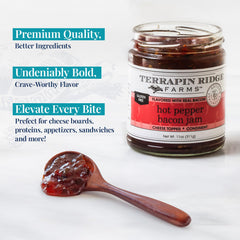 Terrapin Ridge hot pepper bacon jam grilled cheese showcases smoky sweet glaze.