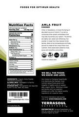 Terrasoul Amla Berry Powder organic label front: verified organic quality