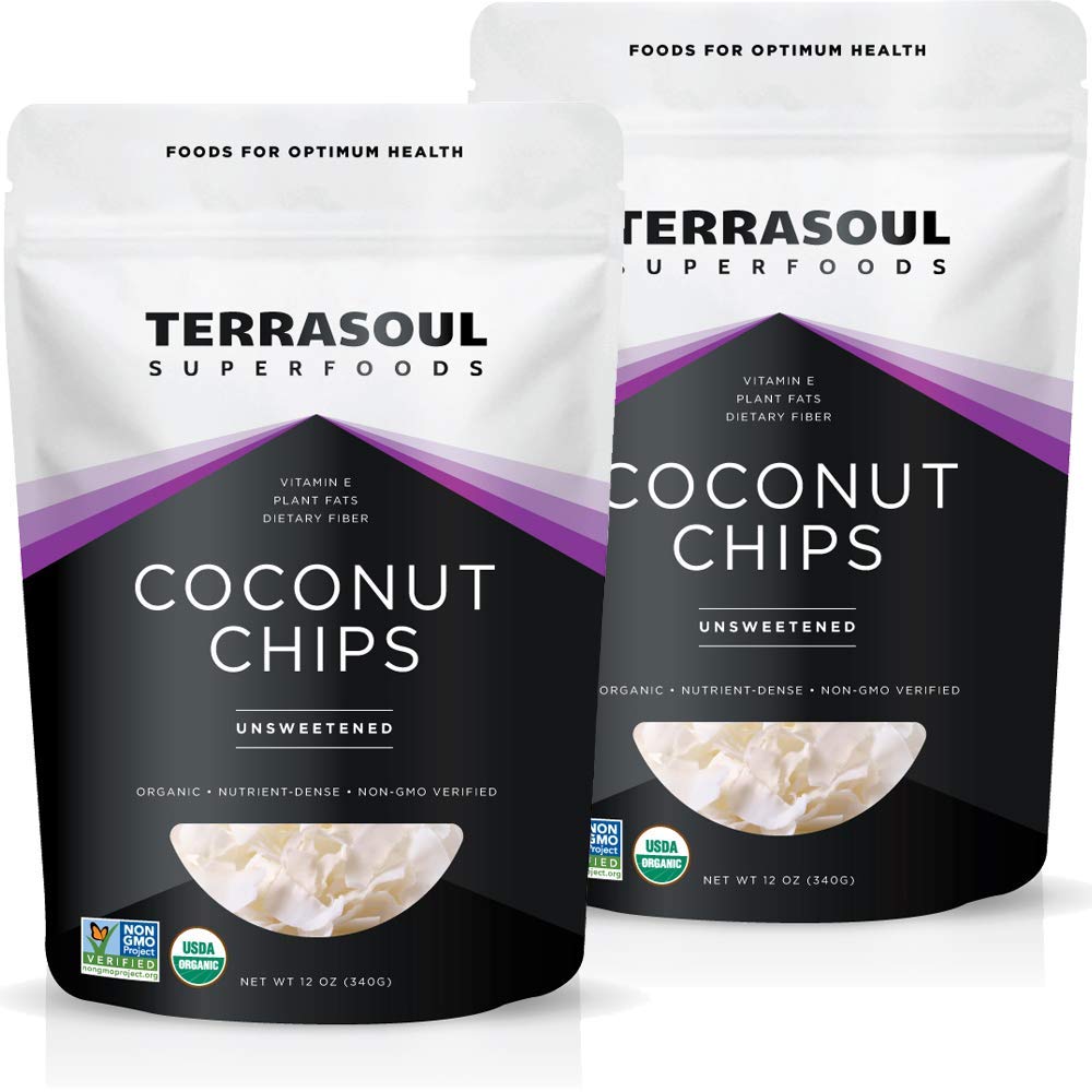 Terrasoul coconut chips organic 2-pack for convenient unsweetened snacking
