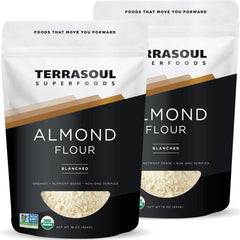 Terrasoul Organic Almond Flour pack-2lb label, ideal for gluten-free baking