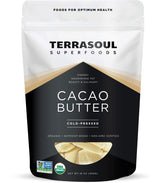 Terrasoul Organic Cacao Butter 1 lb, raw and unrefined for versatile cooking.