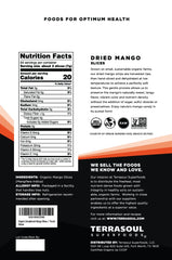 Terrasoul Organic Dried Mango Slices close-up texture showing chewy, naturally sweet fruit