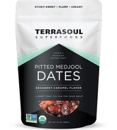 Terrasoul Organic Medjool Dates with pits removed for quick snacking and baking