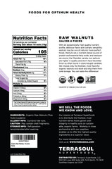 Terrasoul Organic Raw Walnuts Chandler close-up; rich nutty flavor.