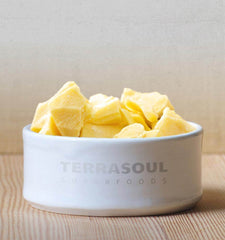 Terrasoul Organic Cacao Butter from Peruvian Criollo beans with rich aroma.