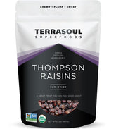 Terrasoul Organic Raisins seedless 2lb pack for a naturally sweet, convenient snack.