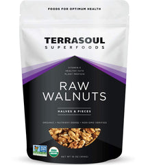 Terrasoul Superfoods Chandler walnuts in a raw 16oz bag with light color and quality