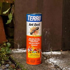 Terro Ant Dust shaker canister enables easy scatter applications.