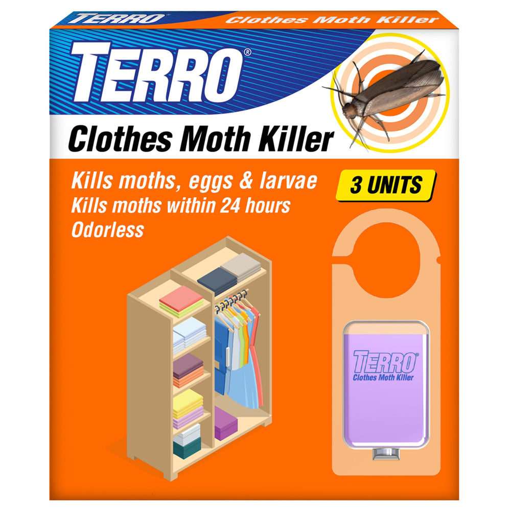 TERRO Clothes Moth Killer activation in closet, easy setup for quick protection