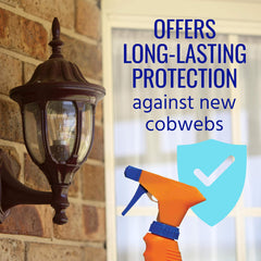 Outdoor wall area being treated with TERRO Cobweb Eliminator to deter webs.