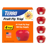 Terro fruit fly trap indoors with apple design near fruit bowl for discreet protection