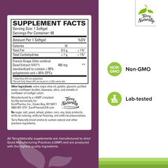 Terry Naturally OPC Extra Strength softgels close-up showing easy-to-swallow capsules.