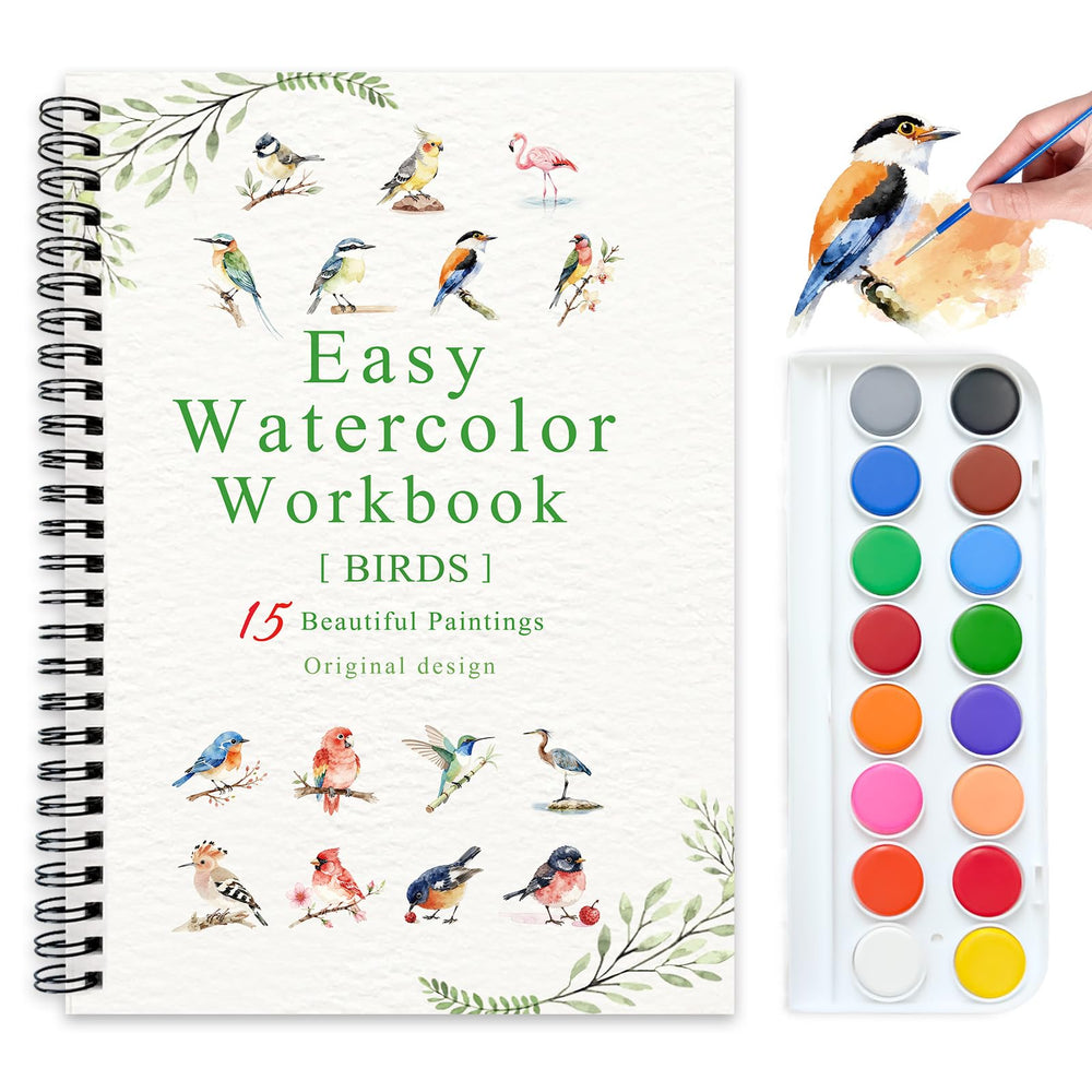 Terself Watercolor Workbooks palette and paints for easy color mixing on the go.