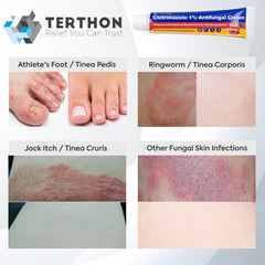 Terthon Antifungal Cream cooling effect image emphasizes camphor and peppermint