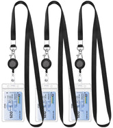 Teskyer 3-pack retractable lanyards in black for quick badge access