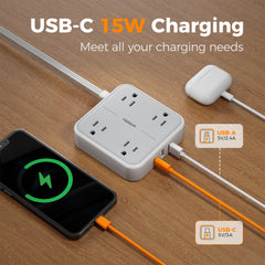 TESSAN 45-degree angle design creates extra space for plugs.