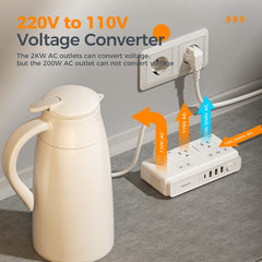 TESSAN 7-in-1 travel adapter with multiple charging ports.