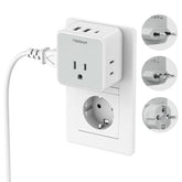 TESSAN all-europe travel adapter kit with detachable plugs for Europe-ready power.