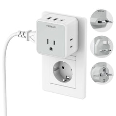 TESSAN all-European travel plug adapter kit with interchangeable plugs for global compatibility.