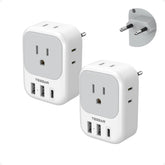 TESSAN European plug adapter with four outlets and USB-C for multi-device charging.
