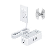 TESSAN flat-plug extension with 10 ft cord for tucked-away outlets.