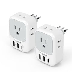 TESSAN Italy travel plug adapter with 4 outlets and 3 USB ports for versatile charging.
