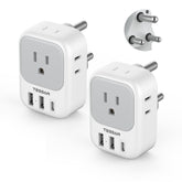 TESSAN South Africa plug adapter front view shows four outlets and USB ports for multi-device charging