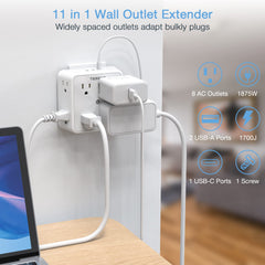 TESSAN three-sided outlet design saves space while fitting large plugs