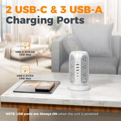 TESSAN 2 USB-C ports offer up to 15W each for versatile charging.