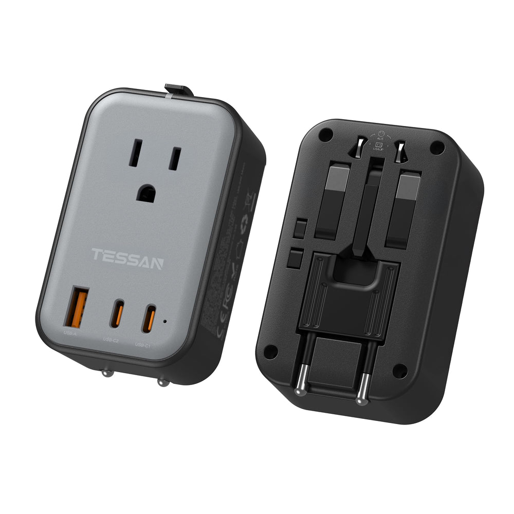 TESSAN travel adapter with PD 20W USB-C port for fast charging worldwide.