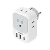 TESSAN Type E/F plug adapter front view showing compact travel design