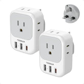TESSAN UK travel adapter with four outlets for versatile charging on the go.