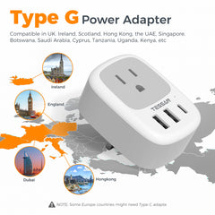 TESSAN compact-size UK adapter fits neatly in luggage for trips.