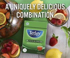 Tetley cup steaming hot with rich, inviting aroma.