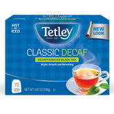 Tetley decaffeinated black tea bag ready for a smooth, caffeine-reduced brew.