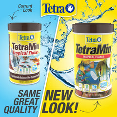 TetraMin Clear Water Formula pack, helps maintain visible water clarity.