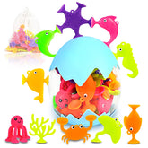 Texviko suction bath toys with ocean animals for engaging bath time.