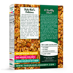Close-up crunch of cinnamon granola to evoke satisfying texture.