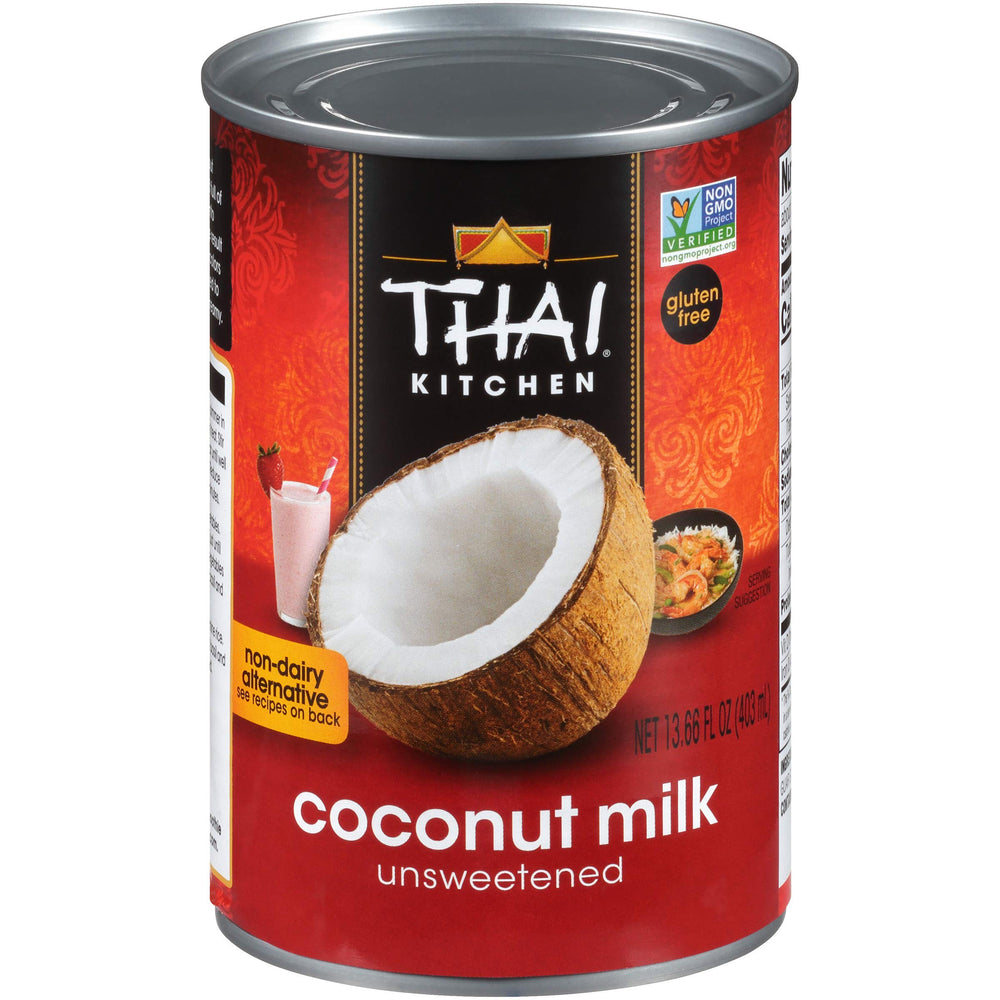 Thai Kitchen coconut milk bottle pour adds dairy-free creaminess to curries