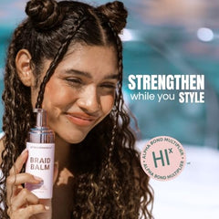 The Beachwaver Co Braid Balm Foam being applied to hair for even prep