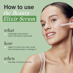 The Beauty Elixir Aloe and Collagen Serum pump-dispensing design enables mess-free daily use.