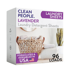 The Clean People lavender laundry sheets pack, eco-friendly packaging for laundry