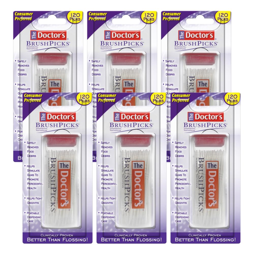 The Doctor's BrushPicks between-teeth bristles for gentle cleaning and debris removal.