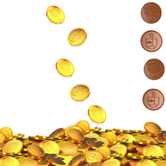 Gelt coins in gold foil packaging for eye-catching Hanukkah gifting and party favors