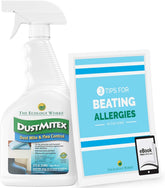 The Ecology Works DustmiteX bottle ready to treat hidden dust mites on surfaces.